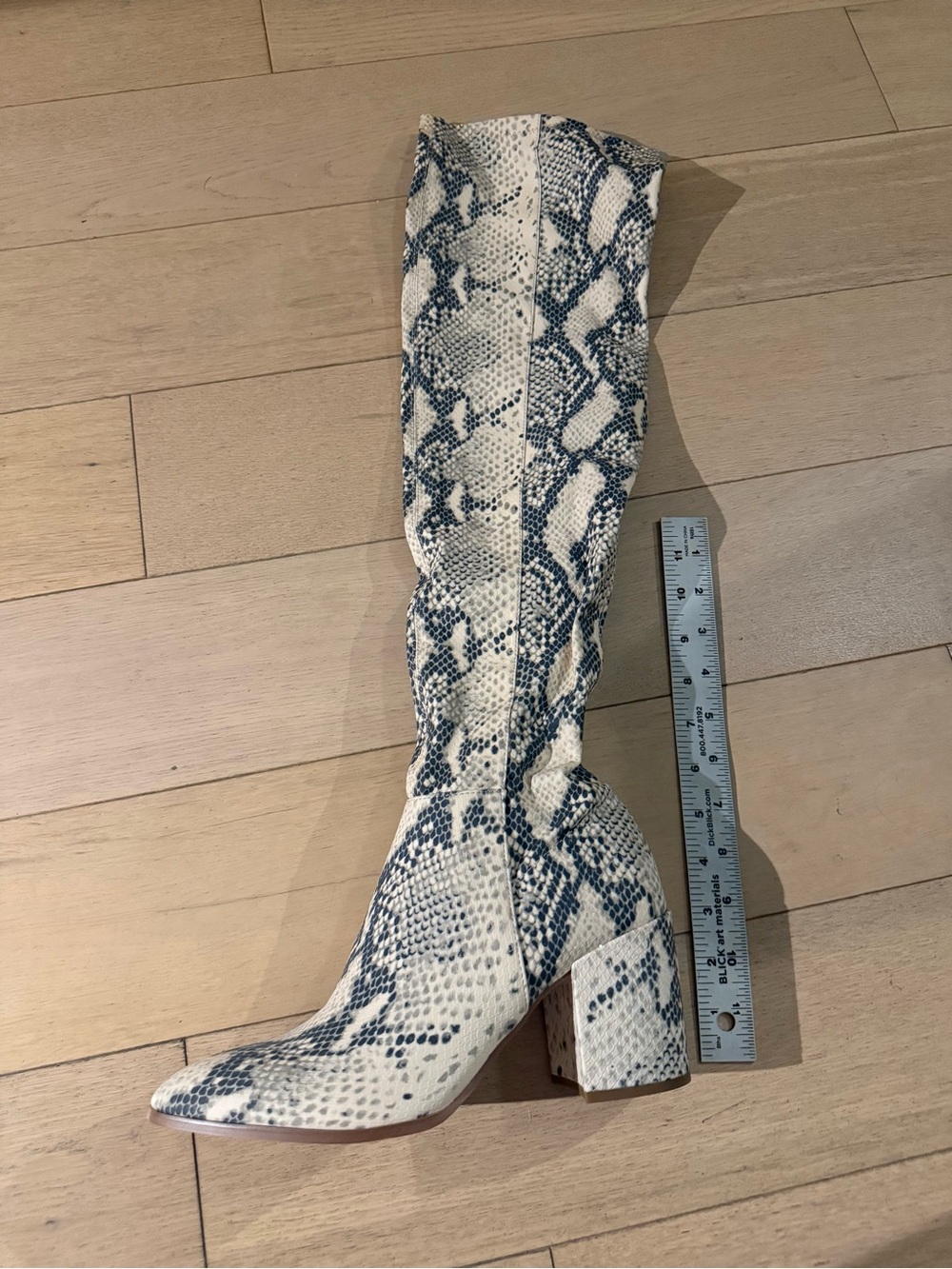Steve Madden Snake-Print Knee-High Block Heel Boots